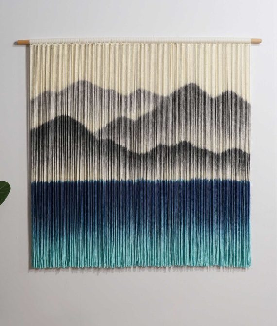 Blue & Grey Textile Art | Dip-Dye Boho Tapestry​ | yfine