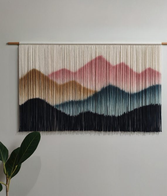 Vintage Boho Macrame Art | Mountain Tapestry | yfine