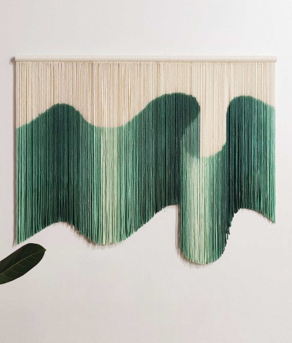 Green 3D Dip Dyed Wall Hanging | Boho Fiber Art​ | yfine