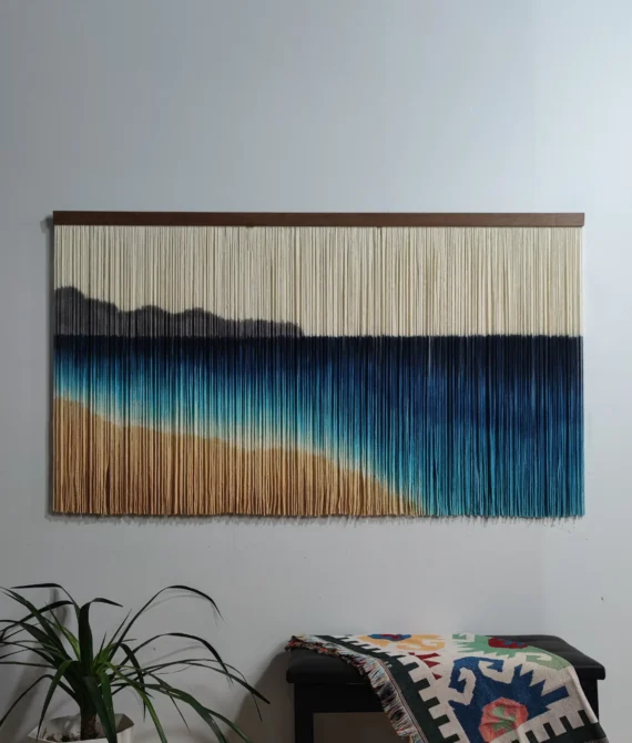 Ocean Wave Boho Tapestry | Hand-Dyed Beach Wall Art | yfine